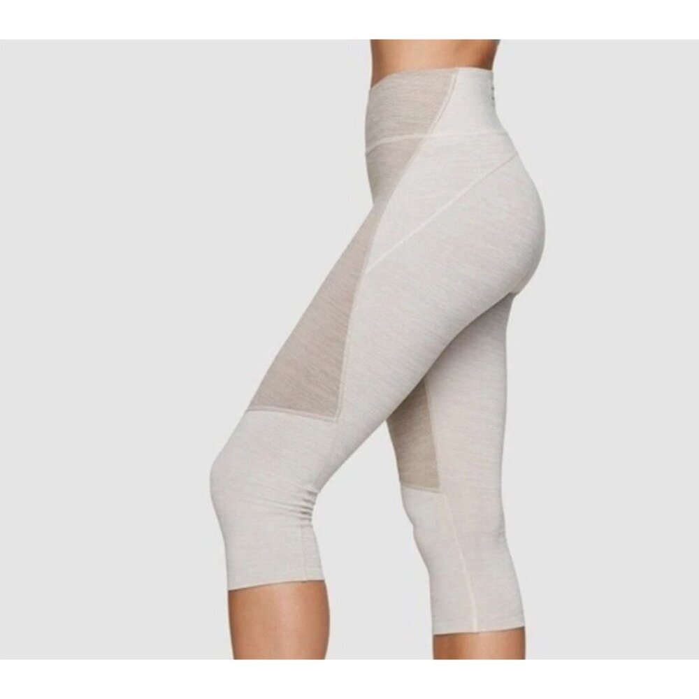 Outdoor Voices Tech Sweat Two Tone Coyote Atmosphere Crop Leggings Sand Beige S - Picture 2 of 6